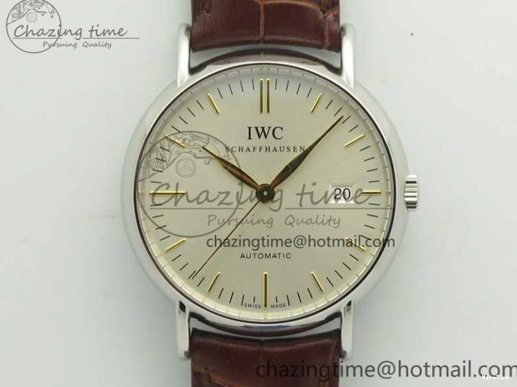 MIROTIME 0122 Portofino Automatic SS TWF 1:1 Best Edition Silver Dial Gold Markers on Brown Leather Strap A Bright 7203